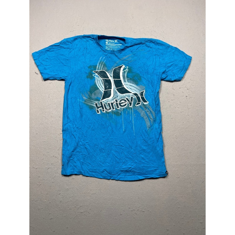 Hurley Classic Fit Graphic T-Shirt Mens Medium Blue 100% Cotton Excellent